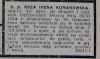 nekrolog Róża Irena Kumanowska ŻW nr 287 z 2.12.1954